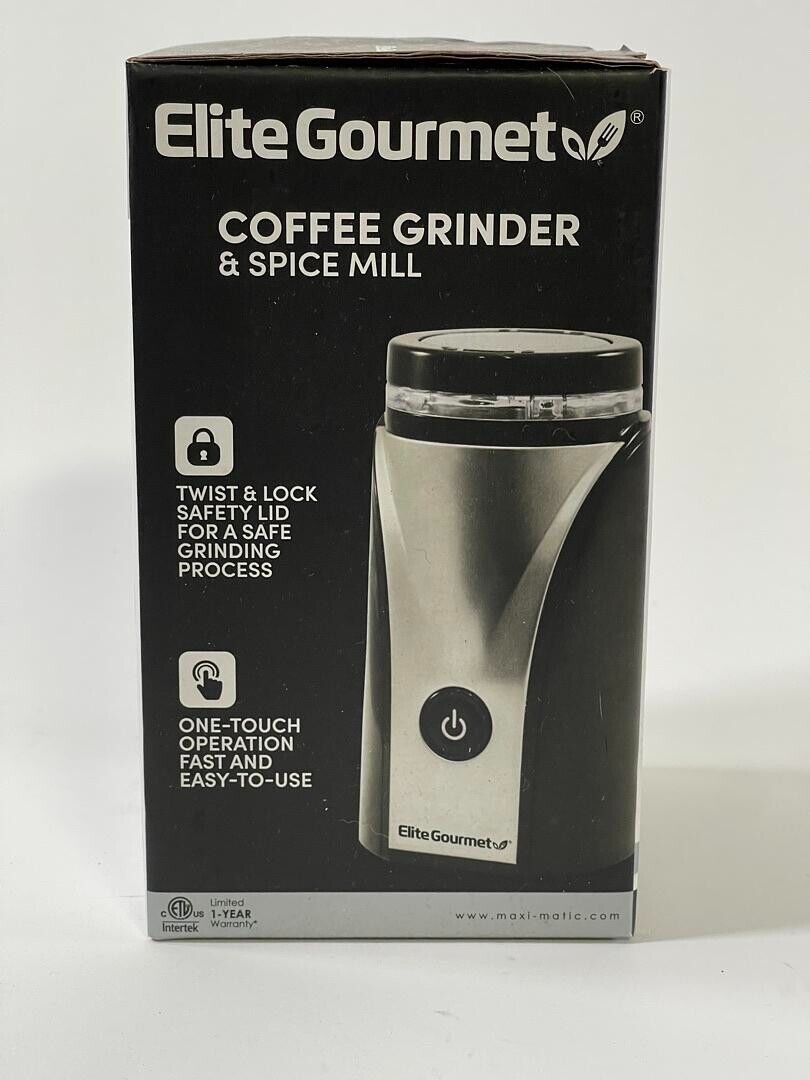 Elite Gourmet Twist & Lock Coffee Grinder & Spice Mill ETS-9053 NEW IN BOX