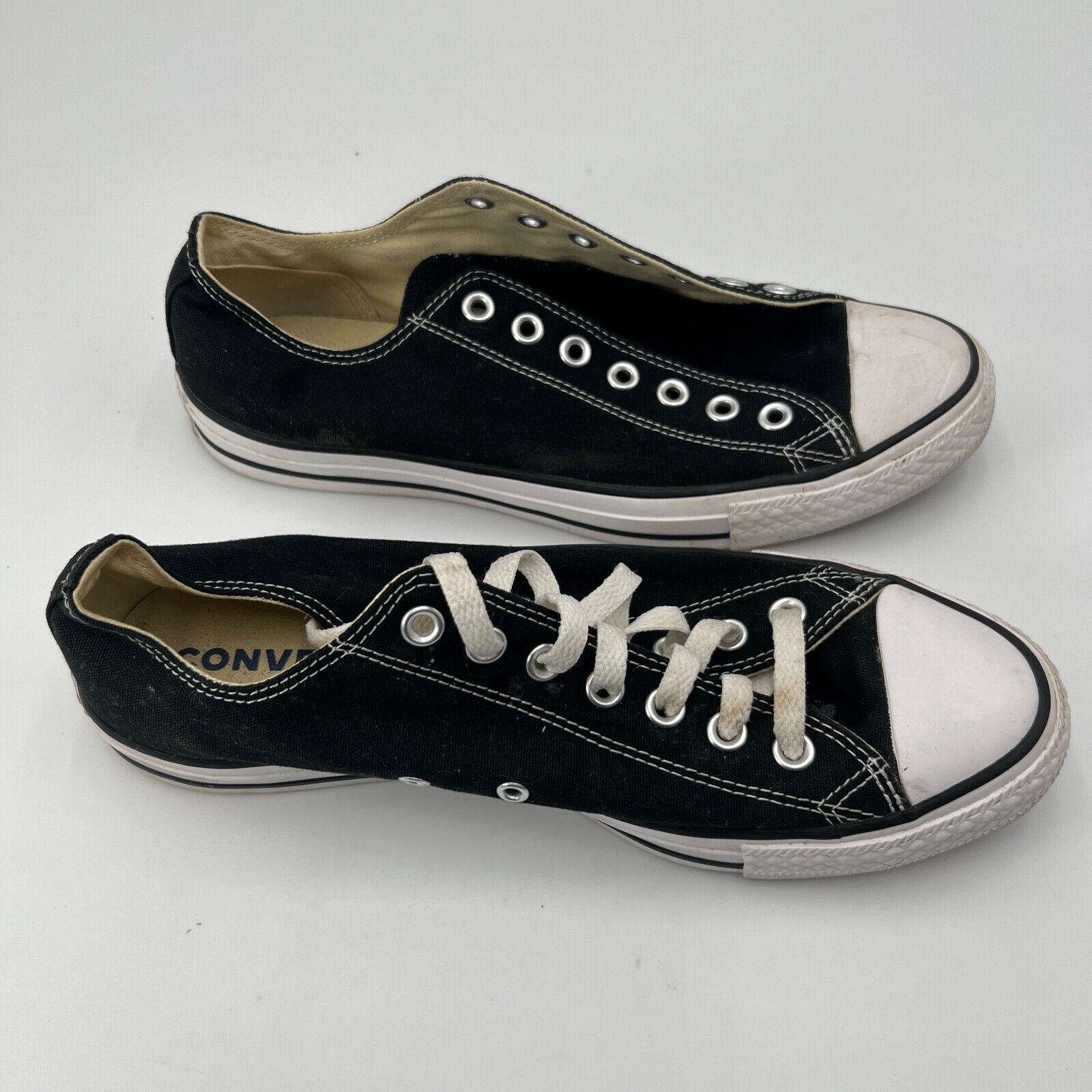 Converse All-Star Unisex Black Canvas Low Cut Sneaker Old School Size 8.5