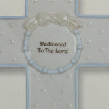 Precious Moments Wall Cross Dedicated Lord White Sheep Baby Blue Back Stand