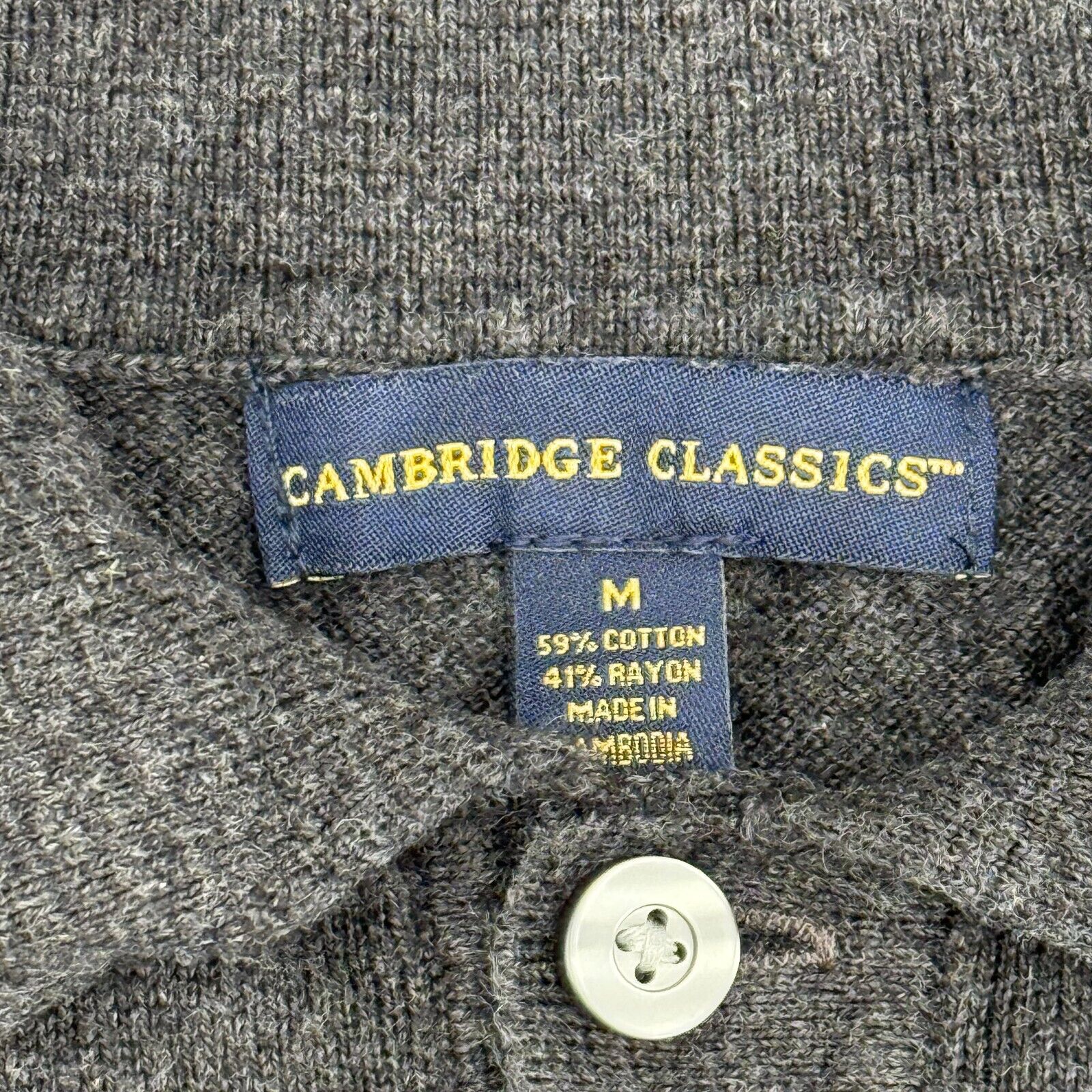 Cambridge Classics Polo Dark Grey Men’s Size M Medium