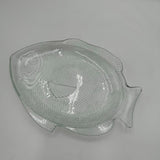 Vintage Decorative Clear Glass Ovenproof Fish-Shaped 11" x 8" Plate Stackable