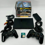 PS2 Slim Console 8mb Memory Card 10 Games 2 Dualshock Controllers Tested Works