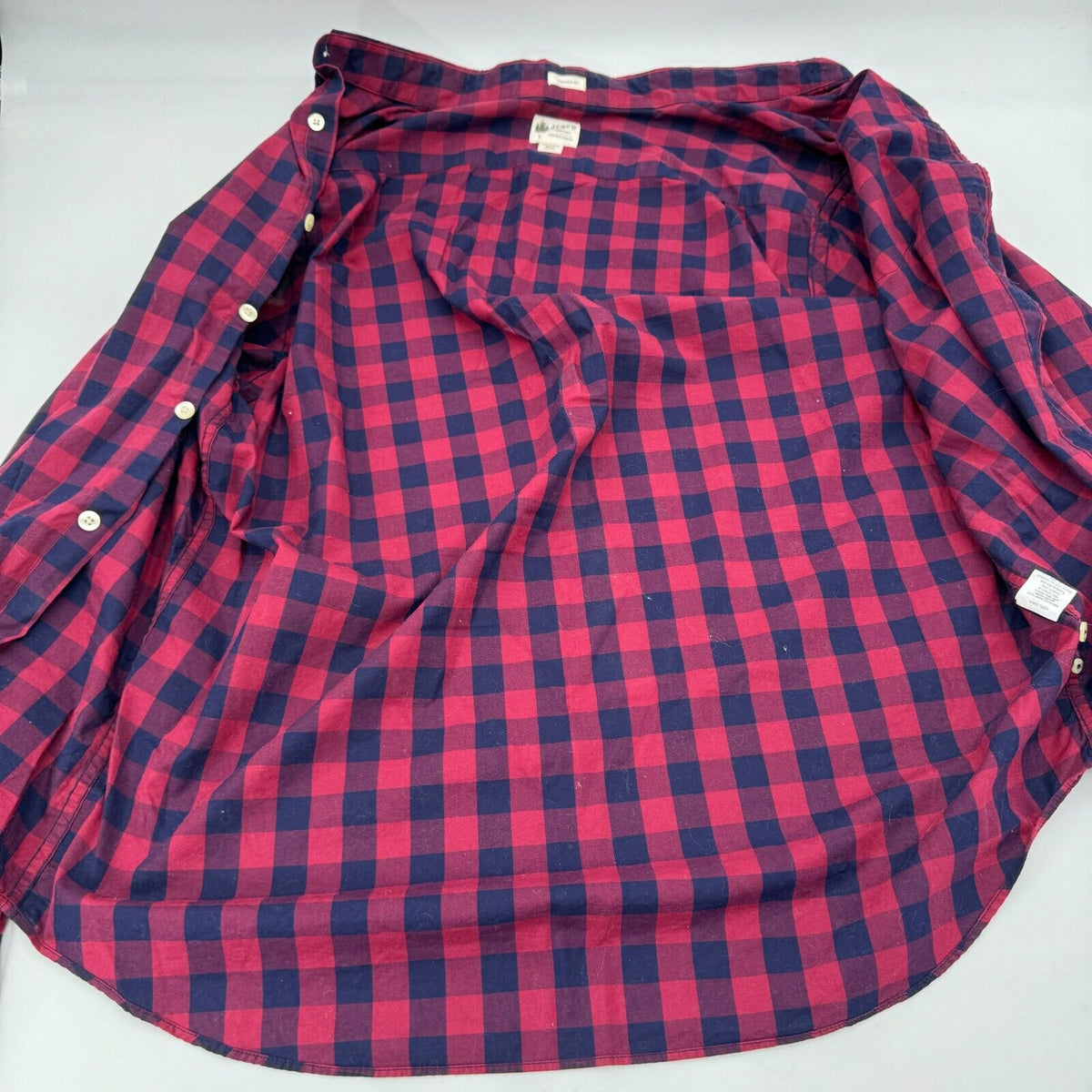 J Crew Shirtings Washed Casual Tailored Fit Red Black Checkered Flannel Mens L