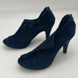 Madden Girl Peep Toe Ankle Booty 4 inch Heel Dark Blue Mesh Back Zip Women Size