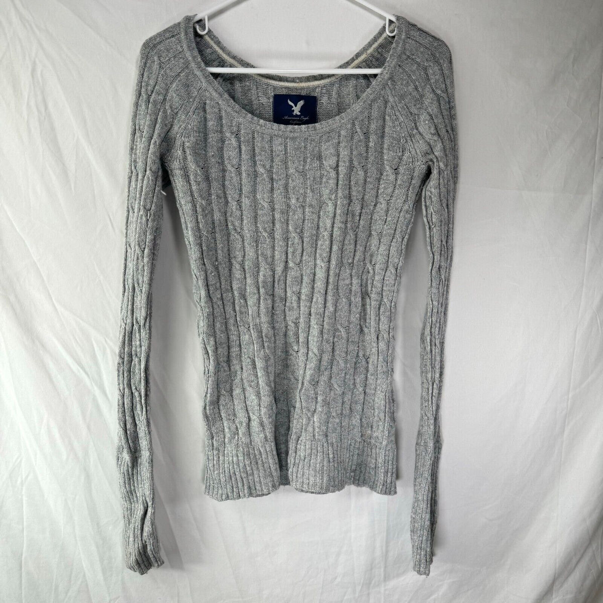 American Eagle Women’s Knit Jumper Sweater Pullover Grey Size Small Petite