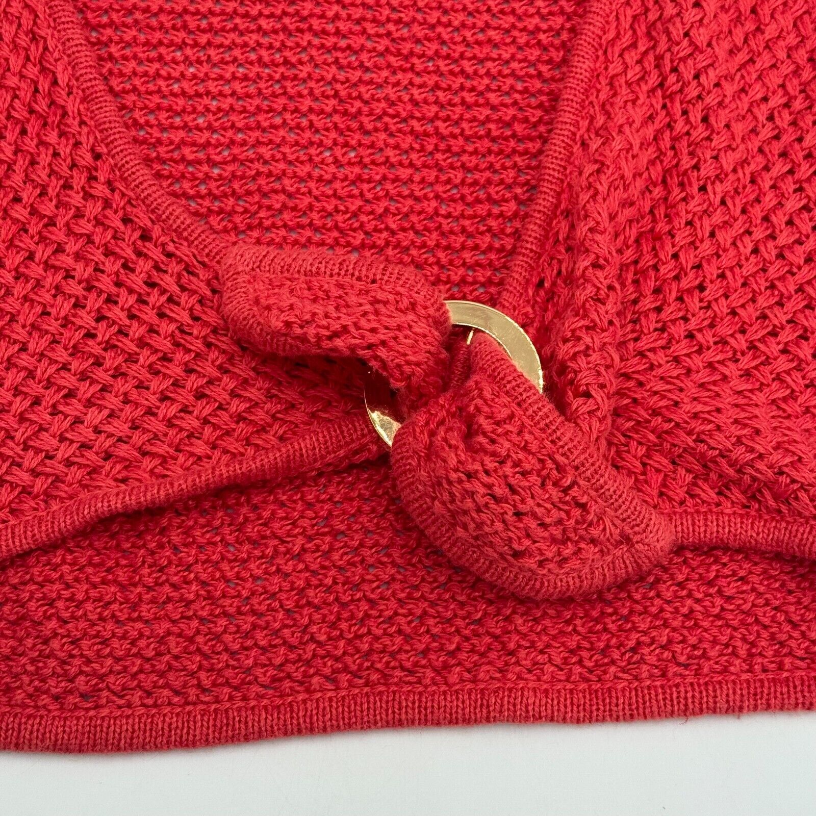 Jones New York Signature Knit Open Front Buckle Red Women’s Size PM Petite M