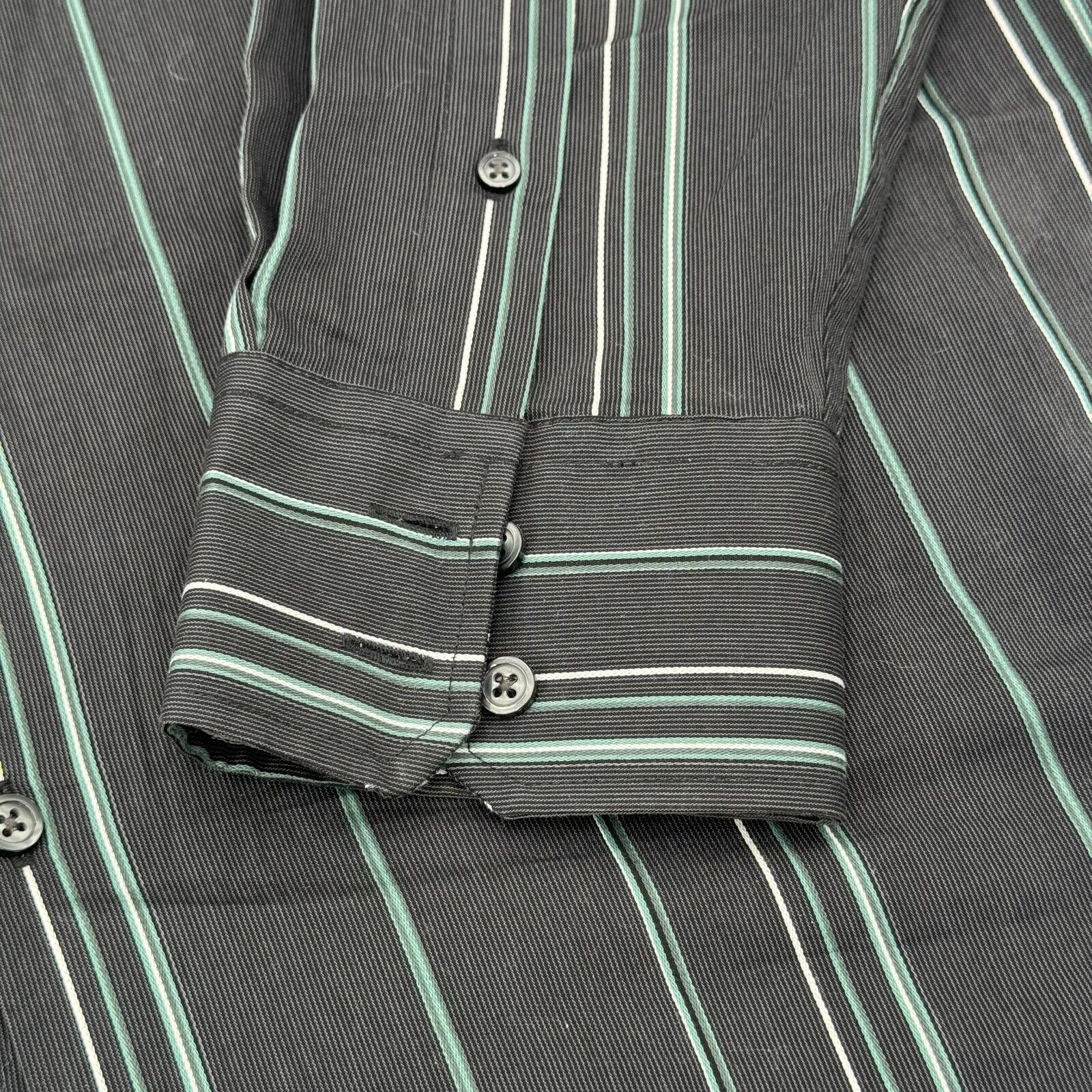 Alfani Gray Green Stripes Long Sleeve Button Up Shirt Mens XL
