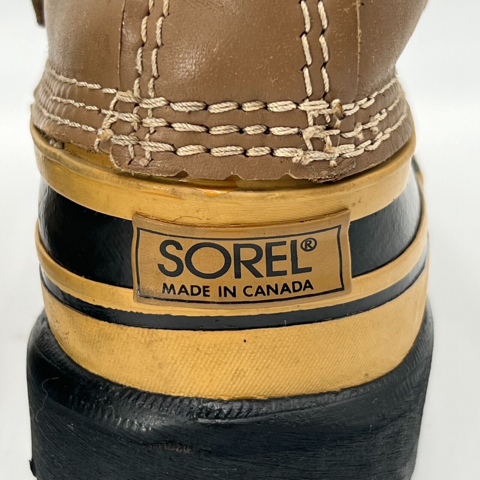 Sorel Caribou Brown Canadian Leather Rubber Wool Lined Winter Boots Womens Size