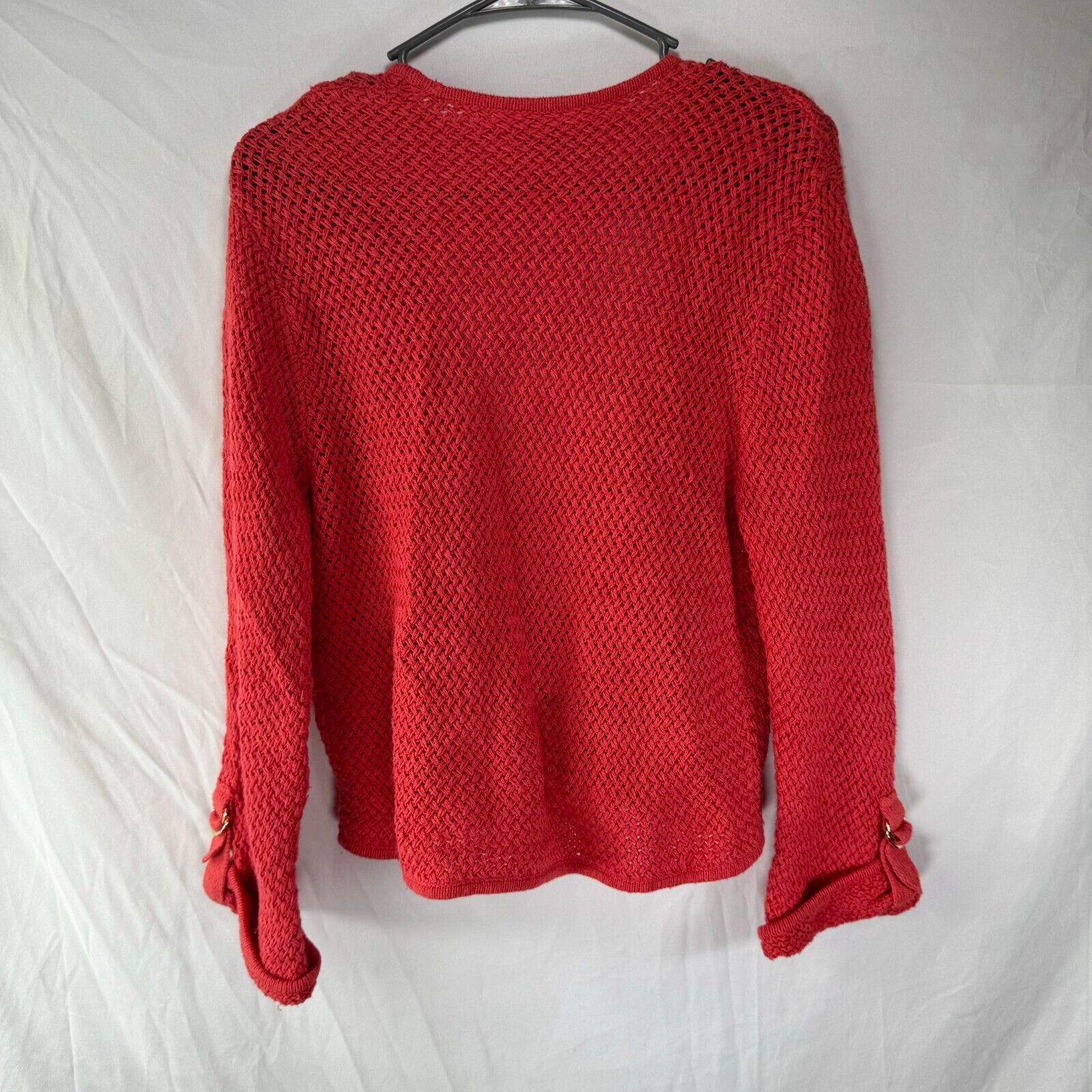 Jones New York Signature Knit Open Front Buckle Red Women’s Size PM Petite M