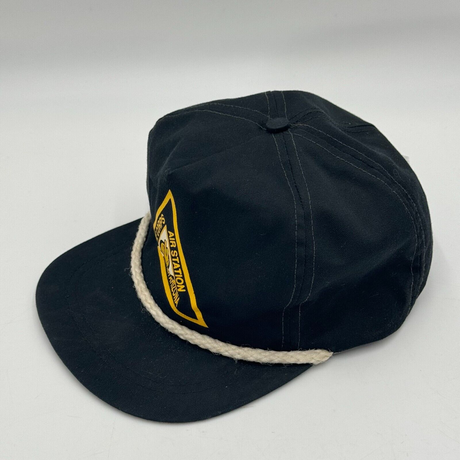 Marine Corps Air Station Yuma Arizona FlatBill Black Rope Leather Adjustable Hat