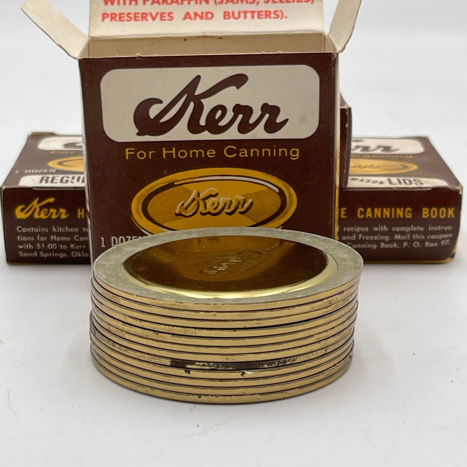 Vintage Kerr Canning Mason Jar Lids 4 Boxes of 12 Lids Preserving Food Farmhouse