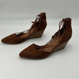 Kenneth Cole Heels Womens 8 Stand Down Pump Wedge Brown Faux Suede Pointed Toe