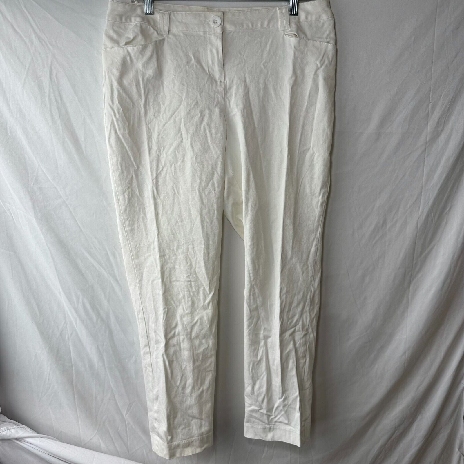 Lane Bryant Womens Skinny Stretch Cotton Pants White Preppy Minimalist Size 14