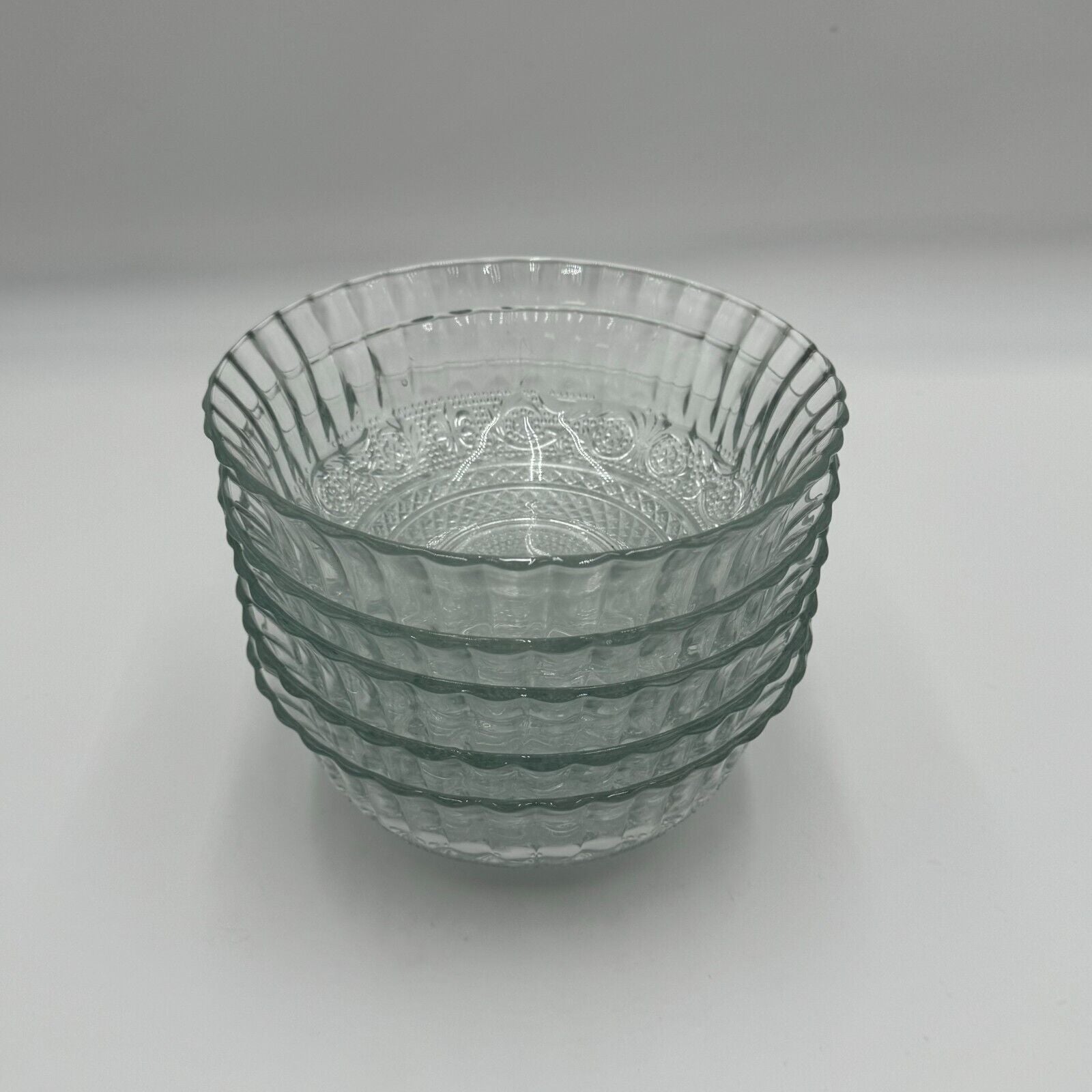 Set of 5 Vintage clear glass Crystal bowl 7 1/2 " Pressed Glass