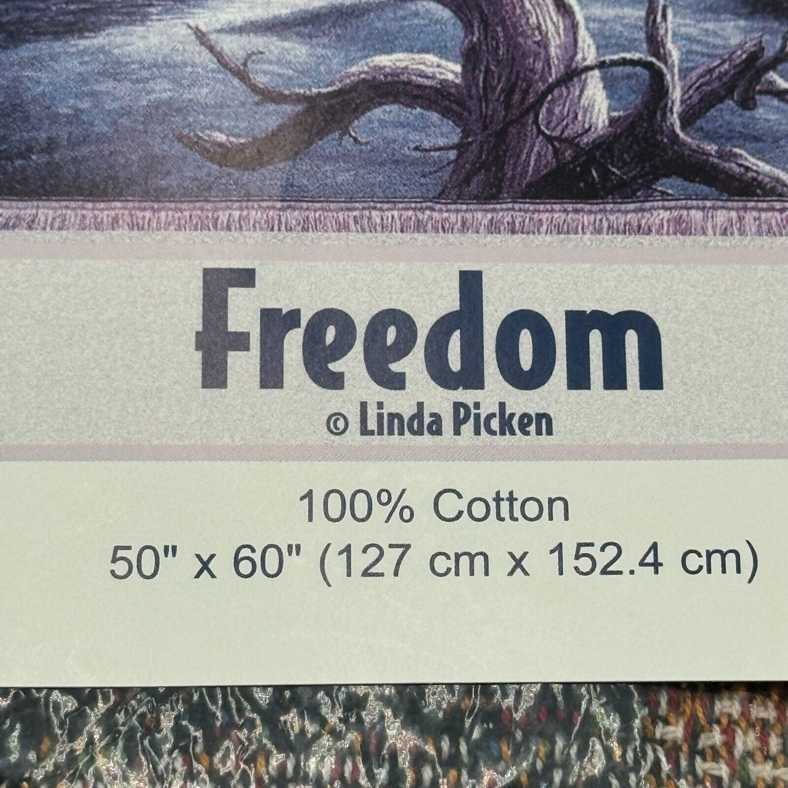 Linda Picken 100% Cotton Freedom 50x60in Tapestry Woven Throw Eagle Blanket