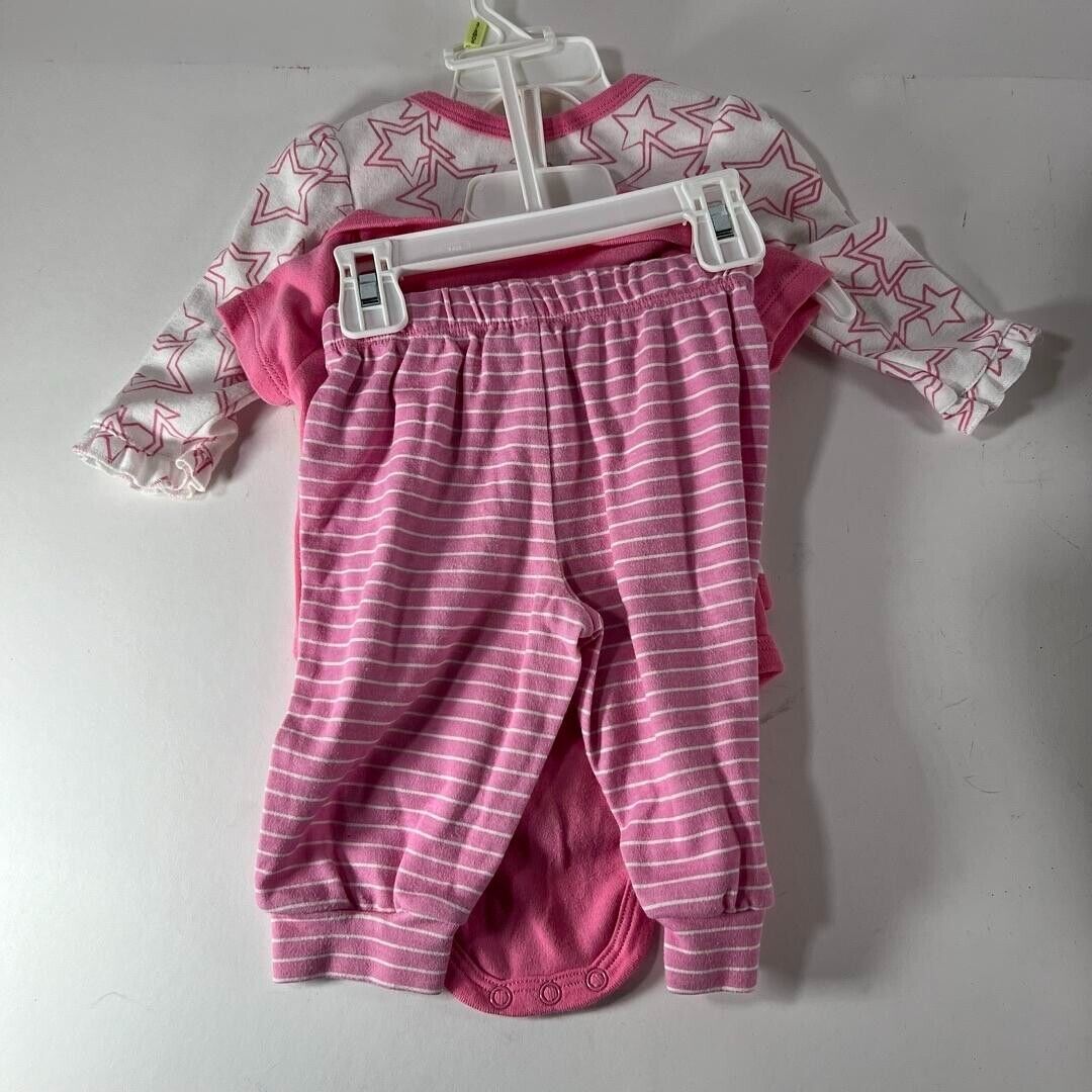 Calvin Klein Jeans Infant 3 Pc. Set Pink White Striped Pants One-Piece 3/6M NWT