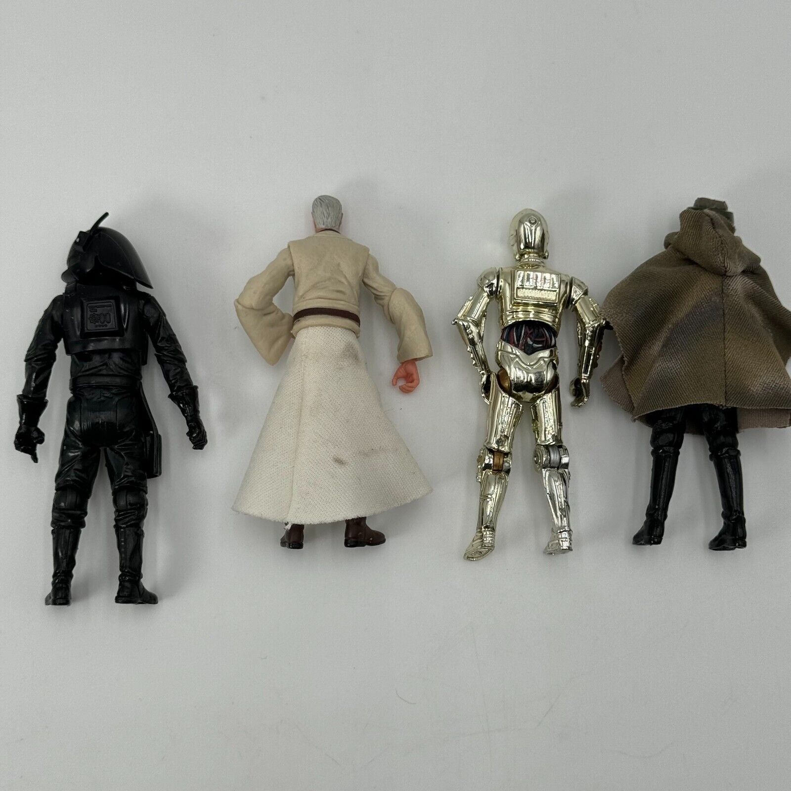 Vintage Hasboro Star Wars Moving Part Action Figures C3PO Obi Wan Luke Set of 4