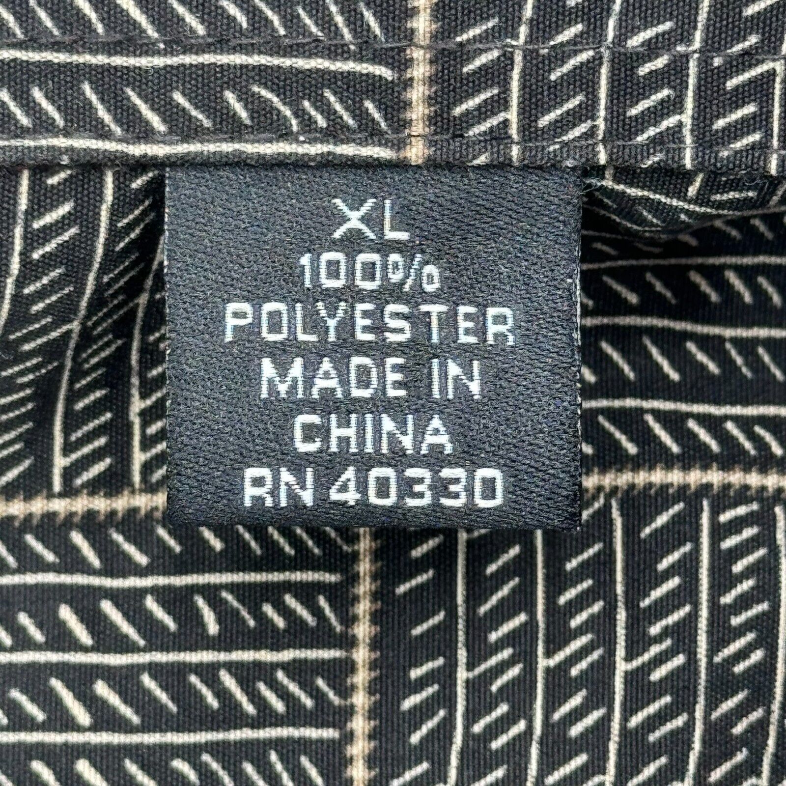 Haggar Luxury Microfiber Short Sleeve Button Up Shirt Black White Pattern Men XL