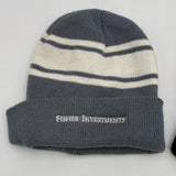 Pair Of Striped Beanie Hats Multicolor Winter Cap Puff Ball Lightweight Men OS