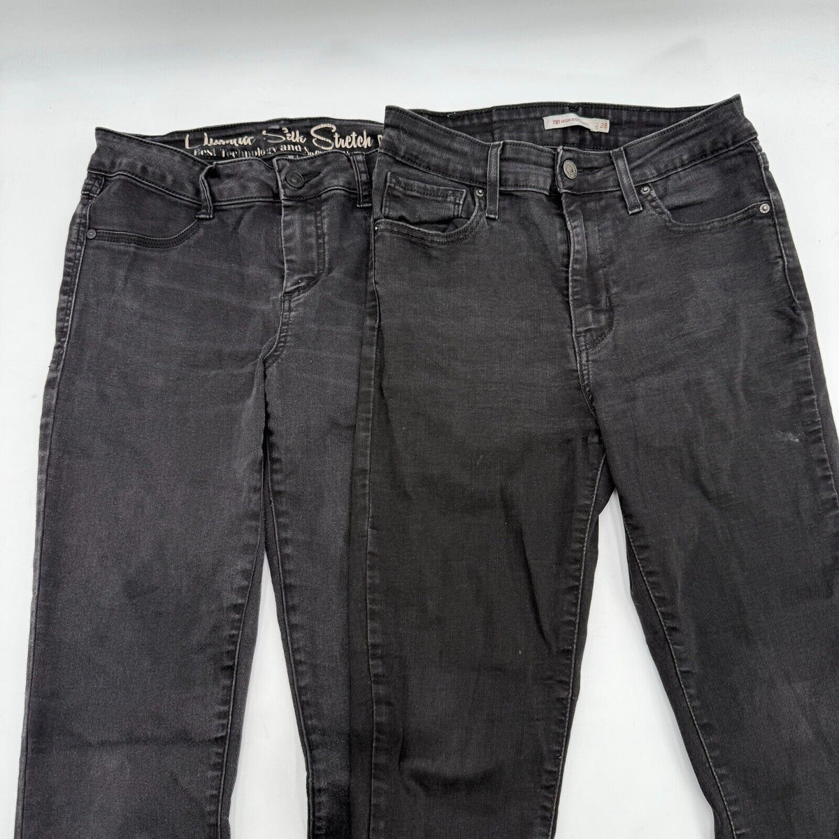 2 Pair Womens Black Denim Jeans Levi’s Skinny High Rise & Rewash Stretch Size 28