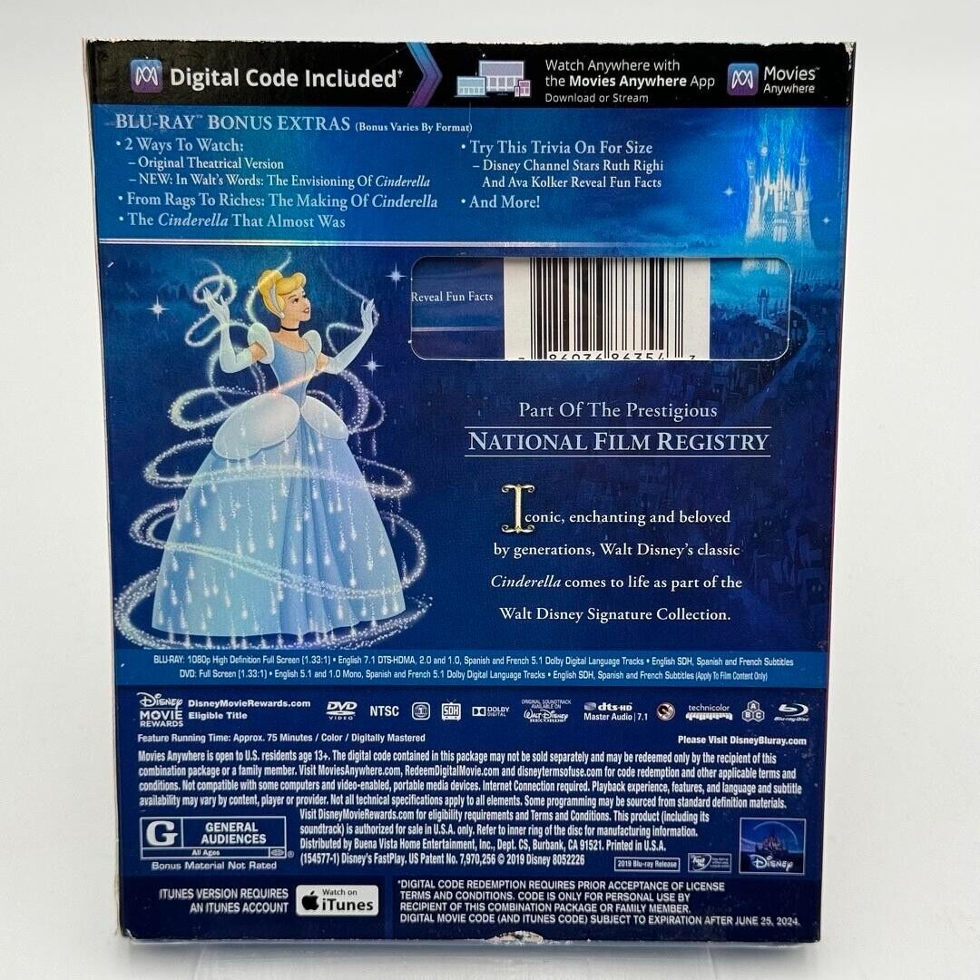 Disney Classics Cinderella Blu-ray + DVD 3 Movie Set + Digital Code New Sealed