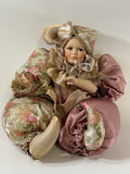 Vintage Porcelain Jester Collectors 18" Doll Beautiful Elegant Clothing