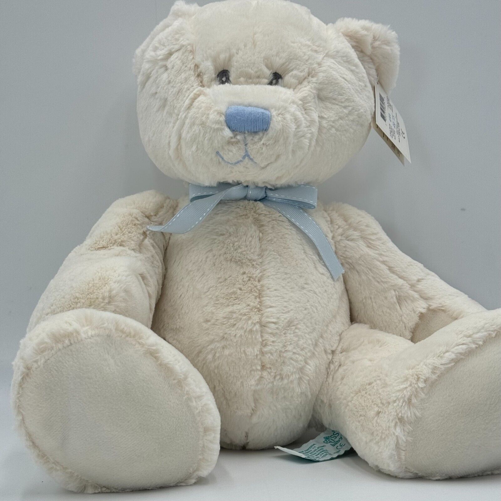 Russ Baby Lullaby Collection 11in Soft Plush Teddy Bear White Blue Bow NWT