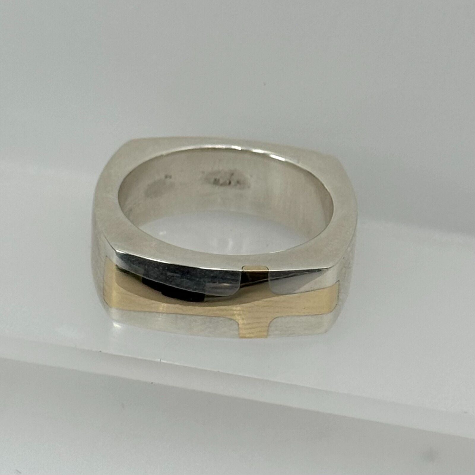 Bob Siemon Designs Square Size 10 Ring With Two Tone Sideways Gold Cross Design