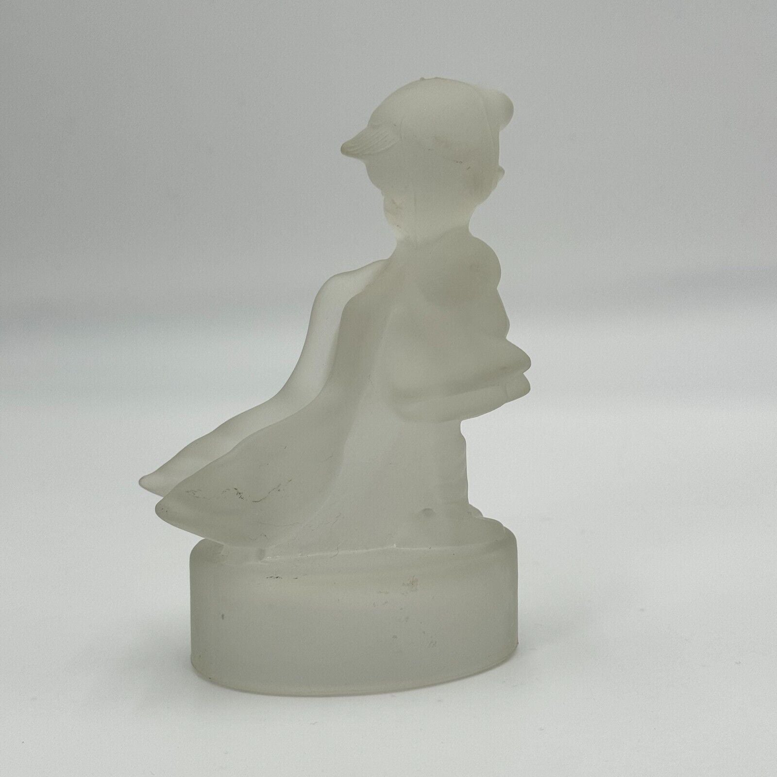 L. E. Smith Hummel Style Frosted Glass Girl With Geese Art Home Decor Vintage