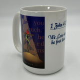 Ceramic Mug Bible Verse John 4,19 Love Jesus Cross Microwavable Dishwasher Safe