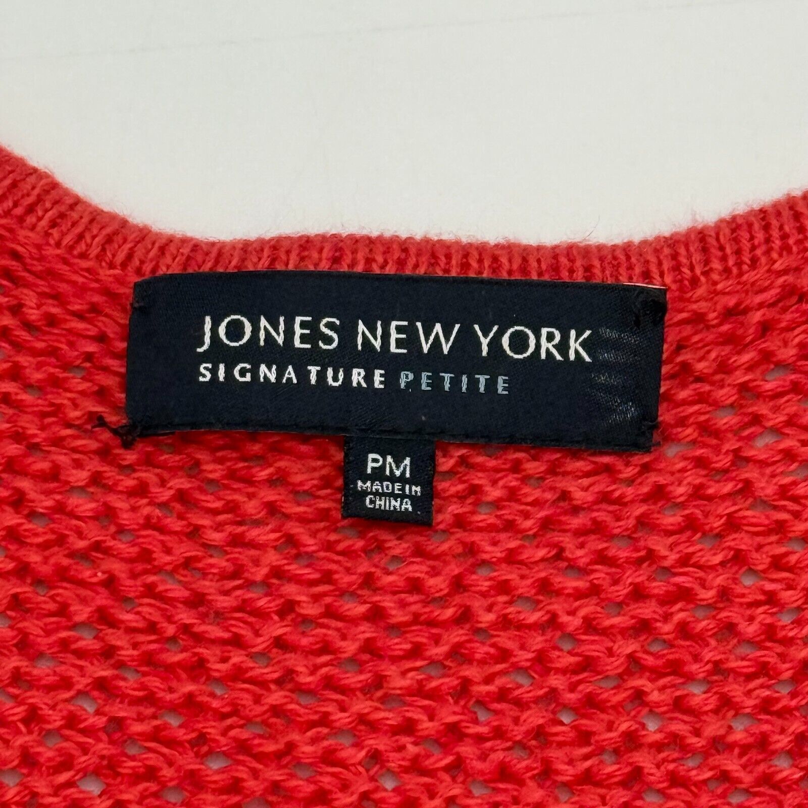 Jones New York Signature Knit Open Front Buckle Red Women’s Size PM Petite M