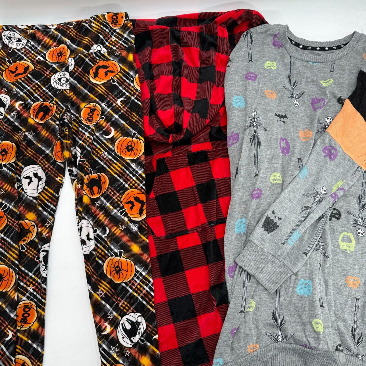 Lot of 3 Halloween Theme Sleepwear Set Adult Size S - Hoodie Sweater Leggings