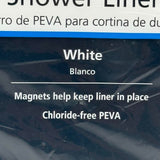 Mainstays PEVA Shower Liner White Light Weight Magnets 70W 71L New In Package