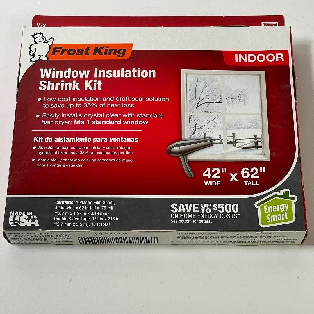 Frost King Lot of 4 Indoor Crystal Clear 42x62” Window Insulation Shrink Kit