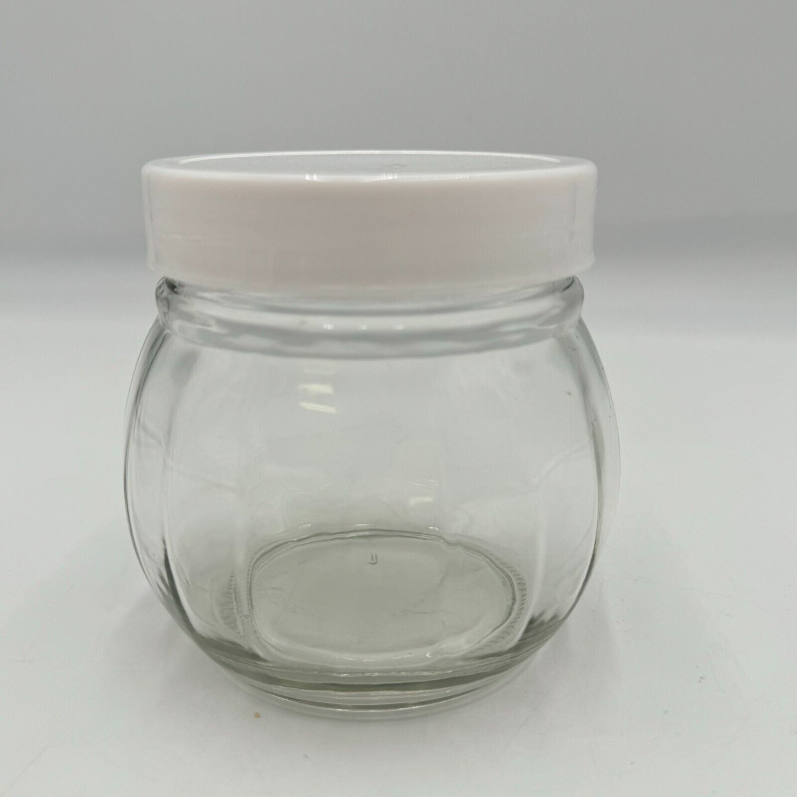 Set of 2 Spherical Clear Airtight Canning Jars With White Plastic Lid Stackable