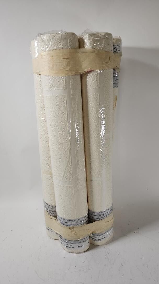 HaokHome Lot of 5  ZZ-03 Vinyl Faux White Brick Wallpaper Rolls 10.05M x 0.53M