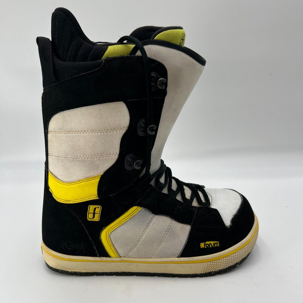 Forum Custom Escape Snowboard Lace Boots inSlick fGel Neon Yellow Mens Size 10