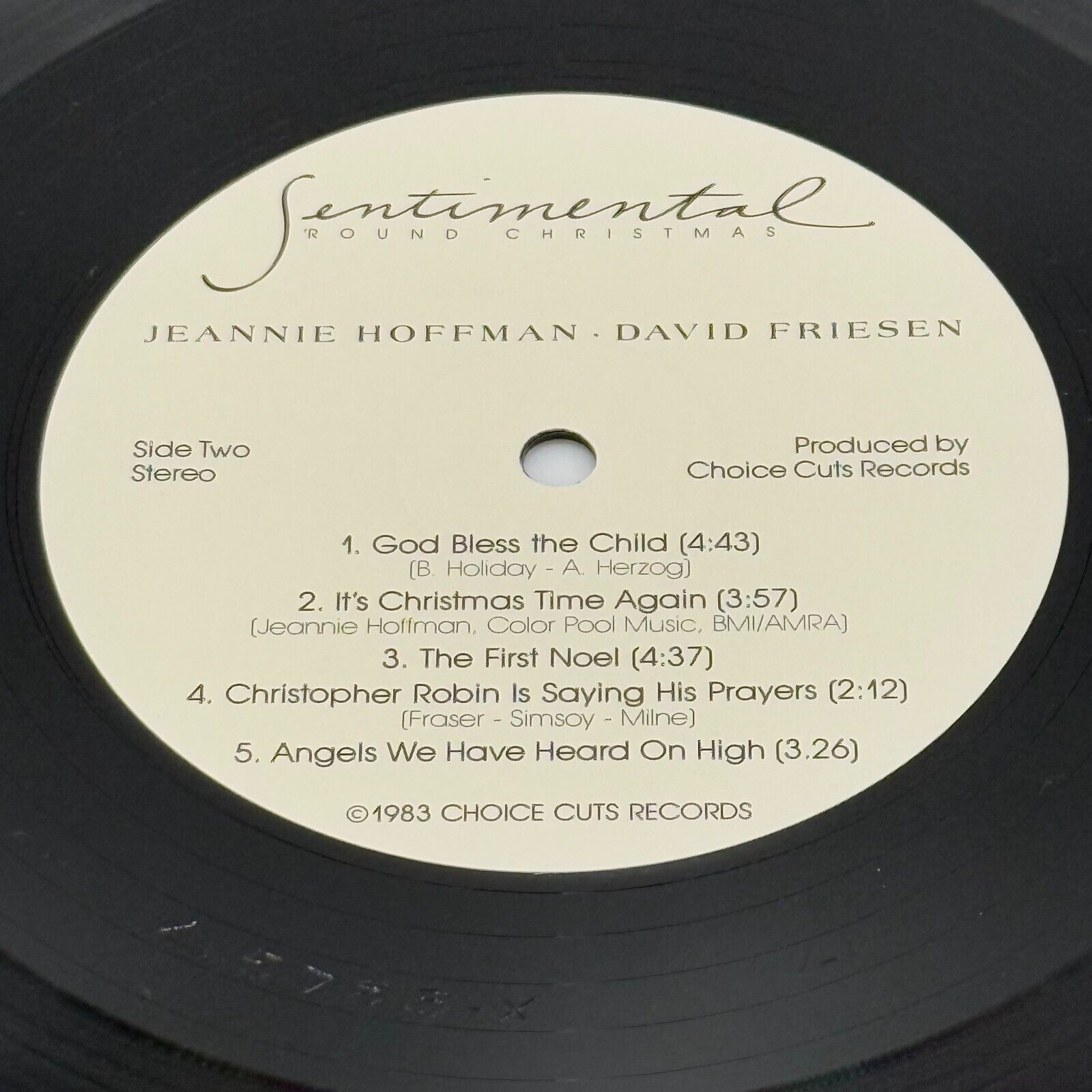 Jeannie Hoffman David Friesen SIGNED Sentimental Round Christmas Vinyl Autograph