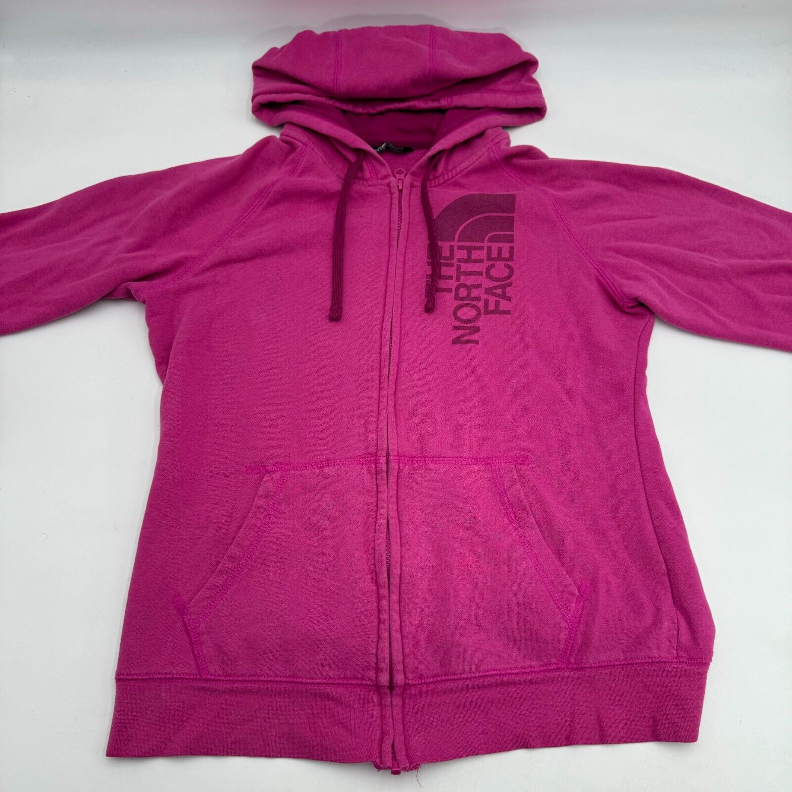 The North Face Women's Pink Hoodie Full Zip Light Hooded Jacket Pockets Size L