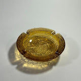 Vintage Yellow Amber Mid Century Style Heavy Glass Cigarette  Ashtray W/ 4 Slot