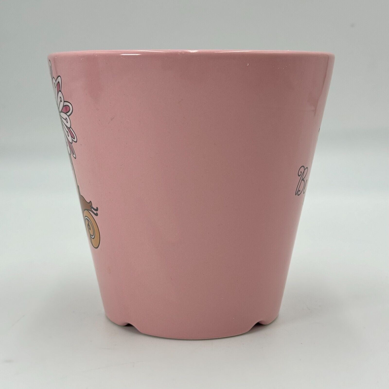 Ceramic Flower Pot Pink God’s Joyful Garden Snail Small 5.5" Bottom Drain New