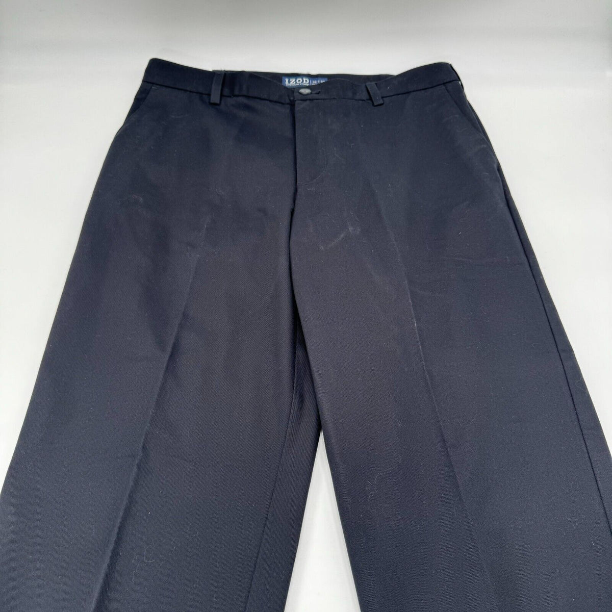 IZOD Mens Navy Blue Straight Pants Flat Front American Chino Mens 36x32