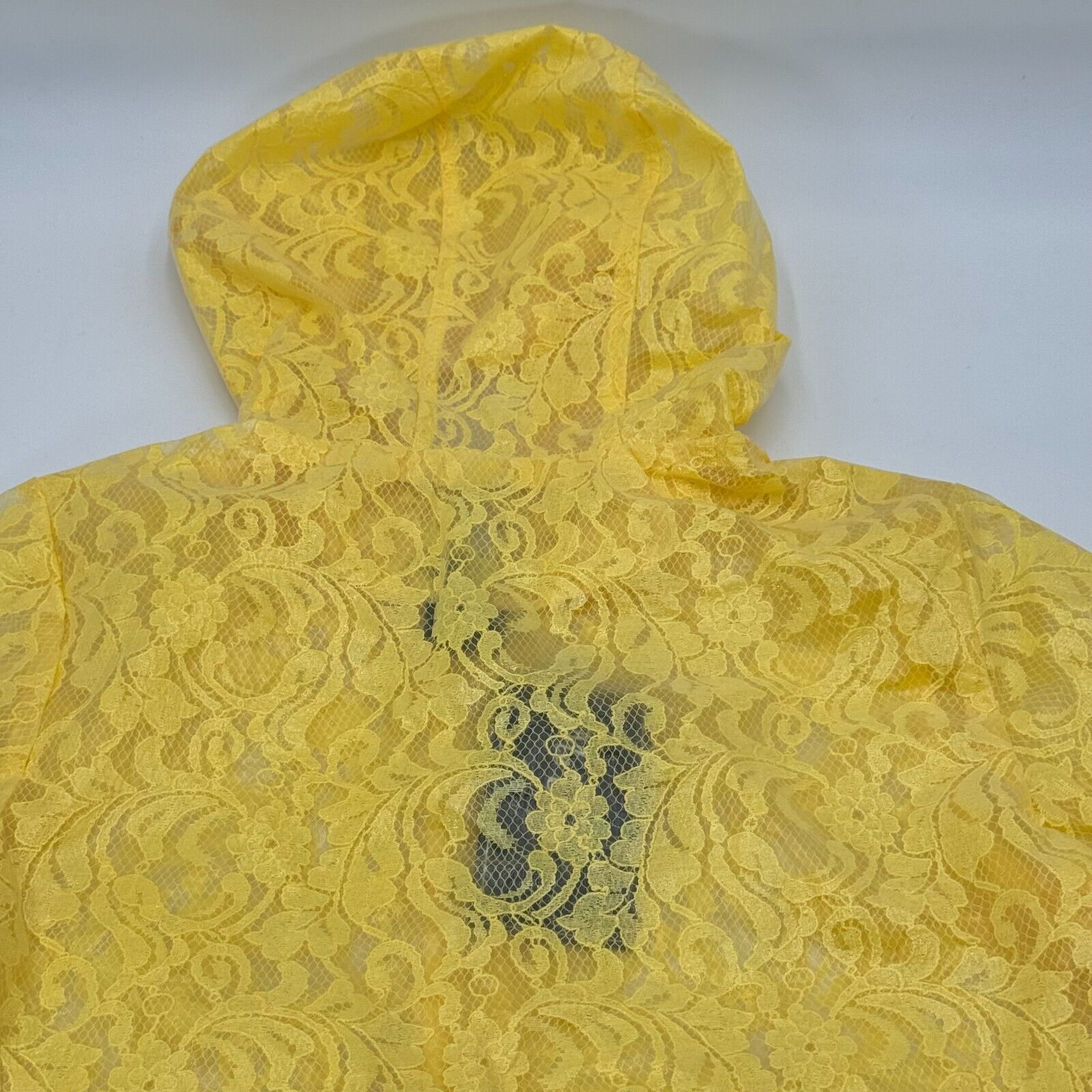 Me Jane Yello Lace Rain Jacket Water Repellent Coating Zip Up Wonens Size M NWT