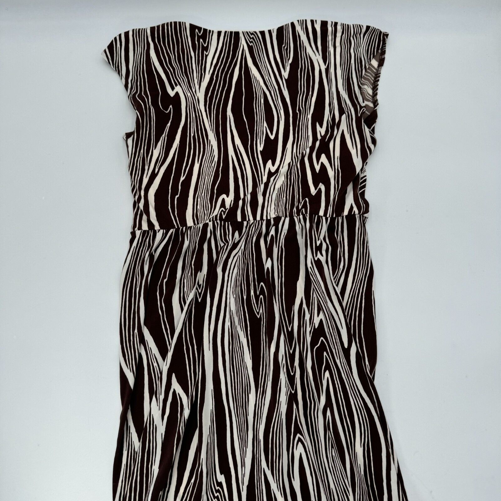 Dress Barn Brown Zebra Print Low Cut Sun Dress Casual Stretch Womens Size 12 NWT