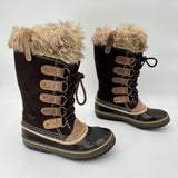 Sorel Joan of Arctic Suede Faux Fur Snow Winter Boots Women 8 Brown Mid Calf