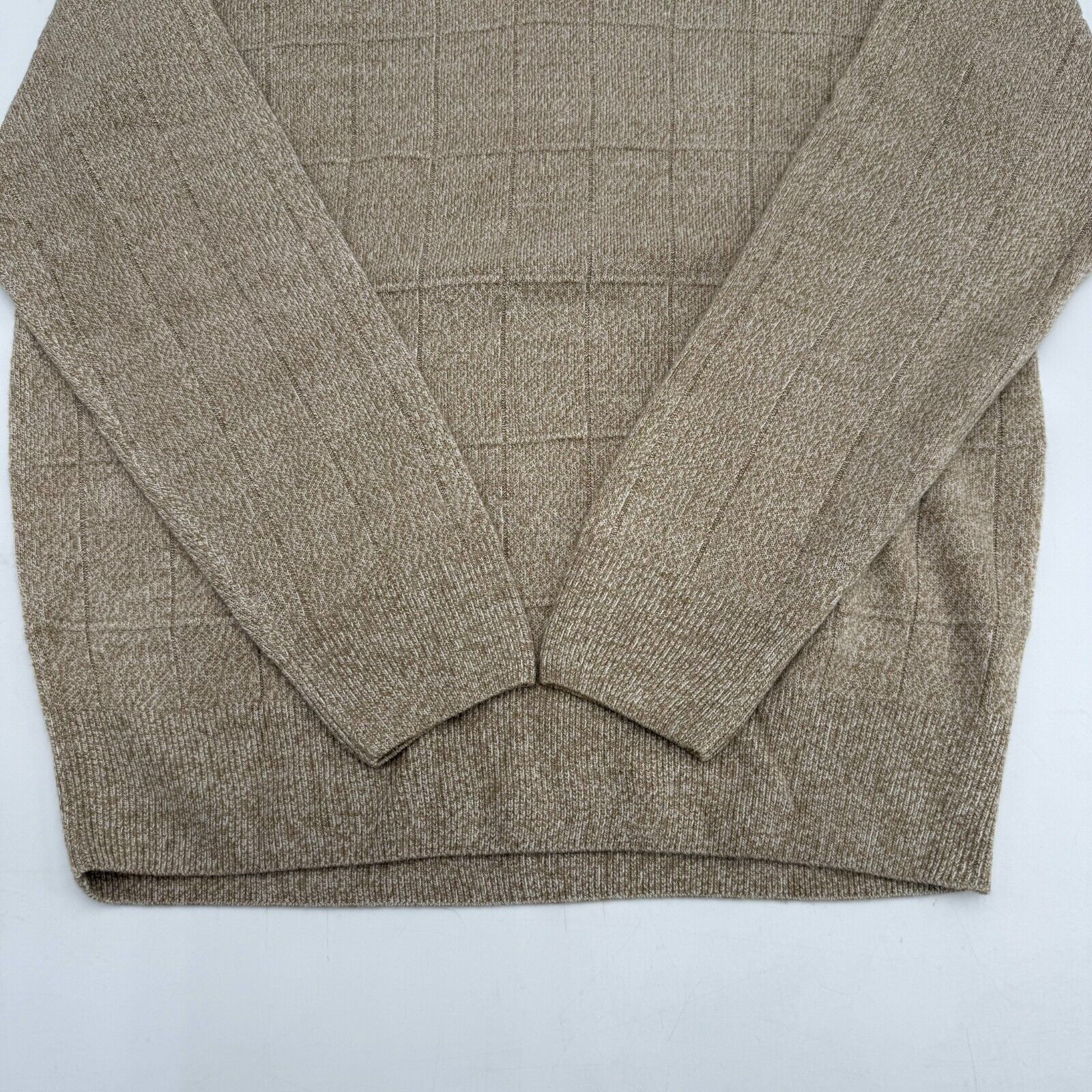 Geoffrey Beene Mens Quater Button Collared Pullover Sweater Tan Beige Size M