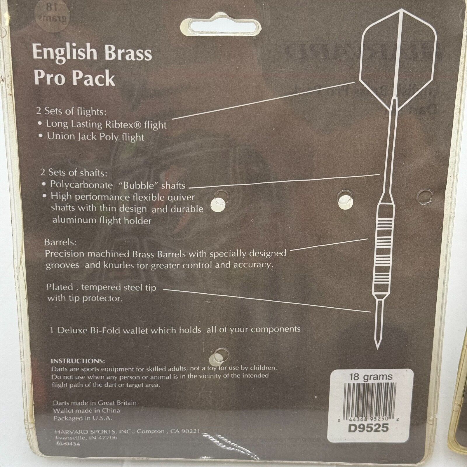 2 New Sealed HARVARD SPORTS English Brass Pro 3 Pack Dart Set 18 Gram Vintage