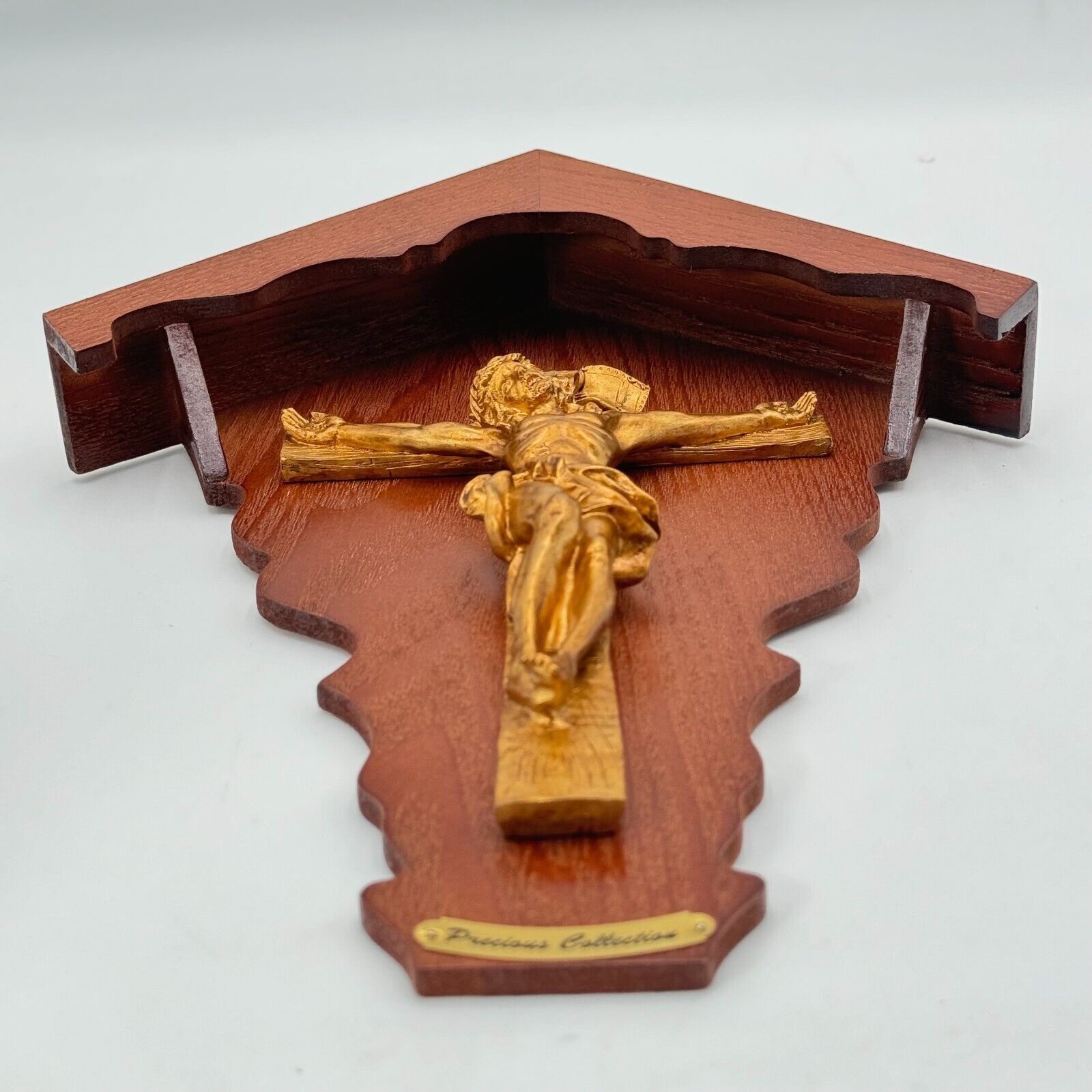 Crucifix Jesus Cross Christian Hanging Decor Art Wood House Plaque Metal