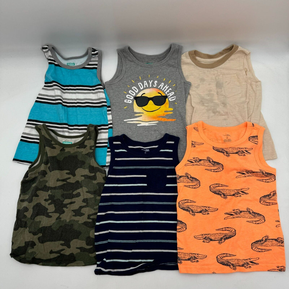 Lot of 6 Kids Tank Top Shirts Summer Clothes Carters Sun Camo Toddler Size 3T