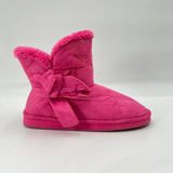 Sunville Pink Faux Fur Soft Slip On Ankle Boots Hard Sole Suede Bow Size 8